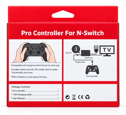 Bezvadu spēļu kontrolieris Nintendo Switch un PC, Pro Controller, Bluetooth vadības pults (Replica) kaas