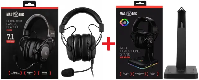 Mad Dog GH900 7.1 Headset + HPS600 LED RGB Stand обложки