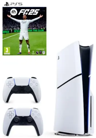 PS5 PlayStation 5 Slim - White, 1 TB SSD + DualSense + EA SPORTS FC 25 обложки