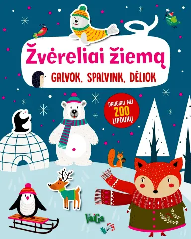 Žvėreliai žiemą. Galvok, spalvink, dėliok, Childrens Book cover